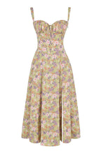 Vestido Floral Modelador com Corpete e Recorte na Cintura