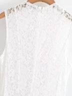 Vestido Midi em Renda Texturizada com Flores Acinturado – Carla
