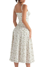 Vestido Floral Modelador com Corpete e Recorte na Cintura