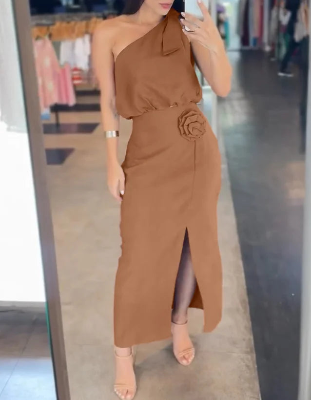 Conjunto Feminino 2 Peças Assimétrico com Flor