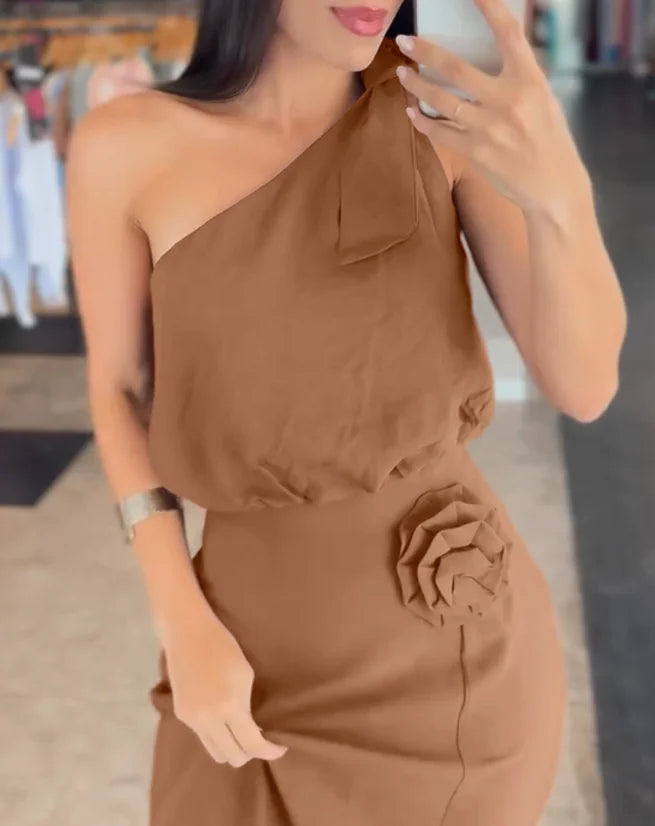 Conjunto Feminino 2 Peças Assimétrico com Flor