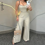 Conjunto Cropped e Calça Viscose Sarjada Supreme Elegance