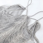 Vestido Curto com Franjas Douradas Metálicas – Vernier