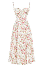 Vestido Floral Modelador com Corpete e Recorte na Cintura