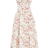 Vestido Floral Modelador com Corpete e Recorte na Cintura